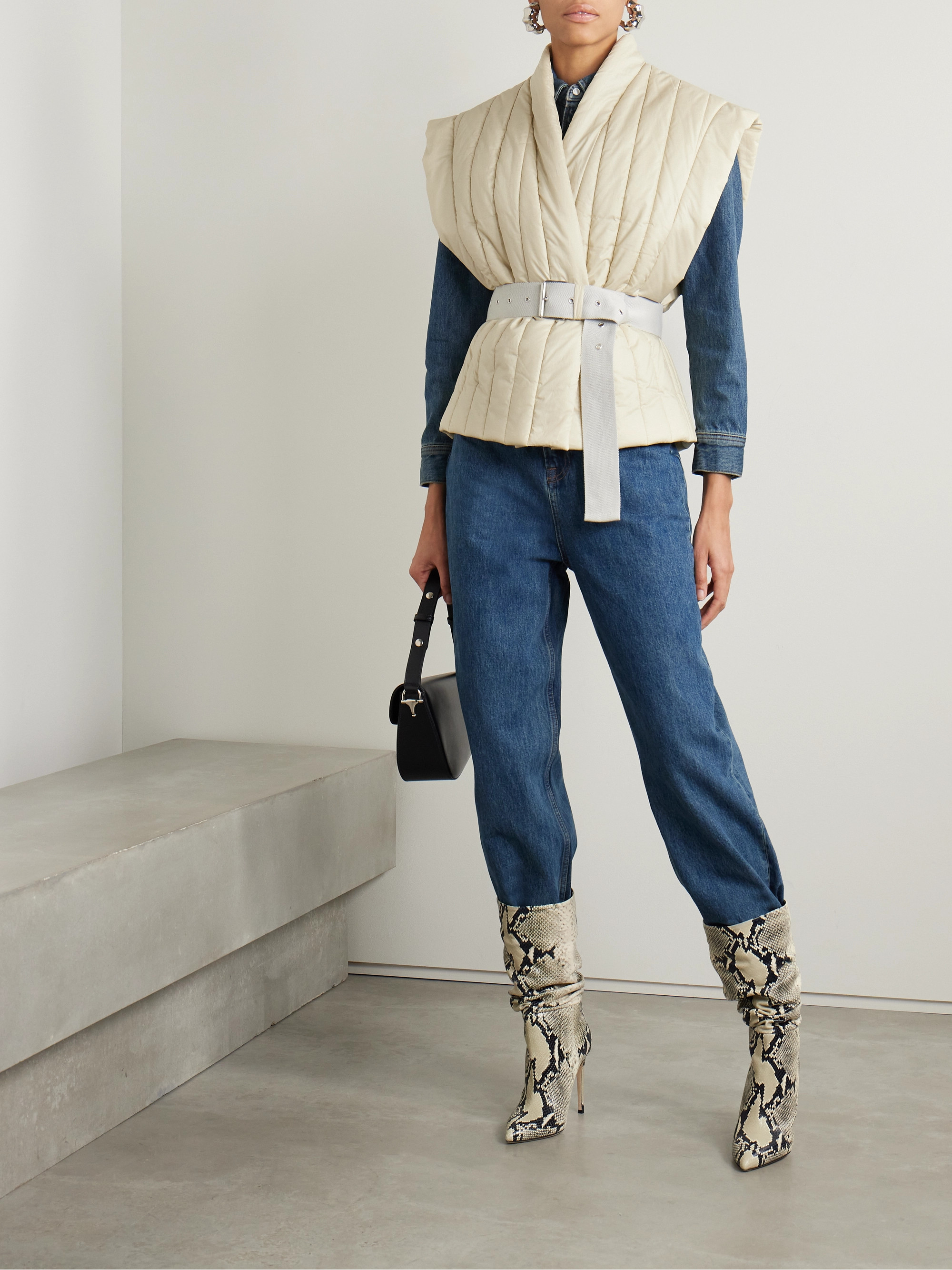 Isabel Marant - Ajali belted quilted padded cotton-blend shell