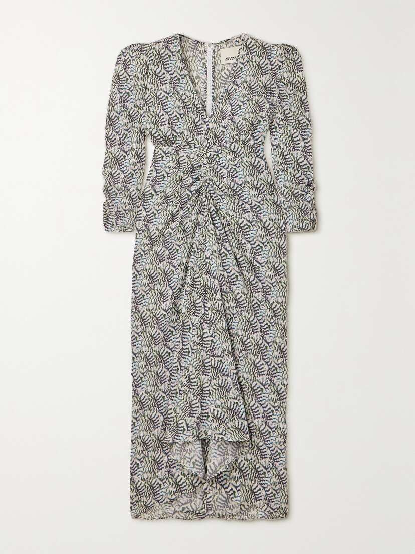 Isabel Marant Albini Asymmetric Printed Silk-blend Crepe Dress