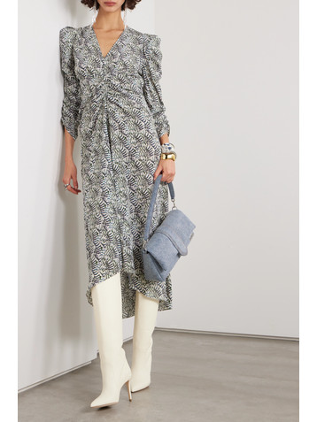 Isabel Marant Albini asymmetric printed silk-blend crepe dress
