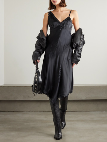 Isabel Marant Ayrich asymmetrical eyelet-embellished silk midi dress