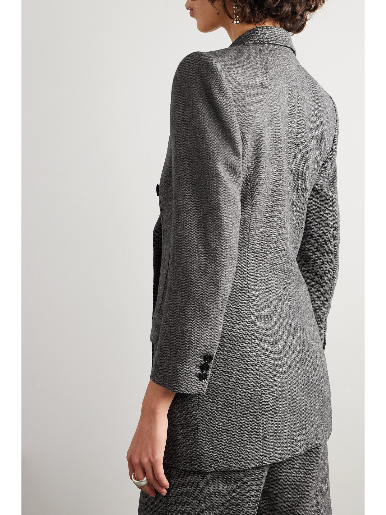 Shop Isabel Marant Robine Double-breasted Herringbone Wool-blend Blazer In Gray