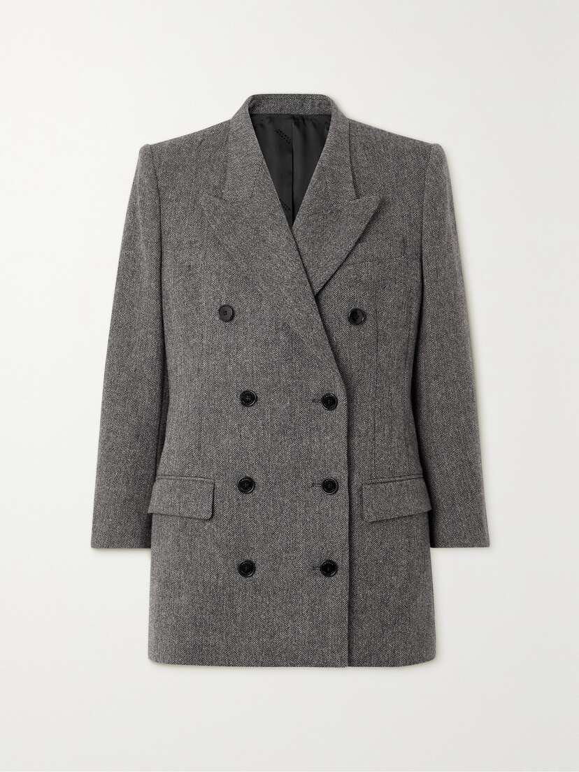 Isabel Marant Robine Double-breasted Herringbone Wool-blend Blazer