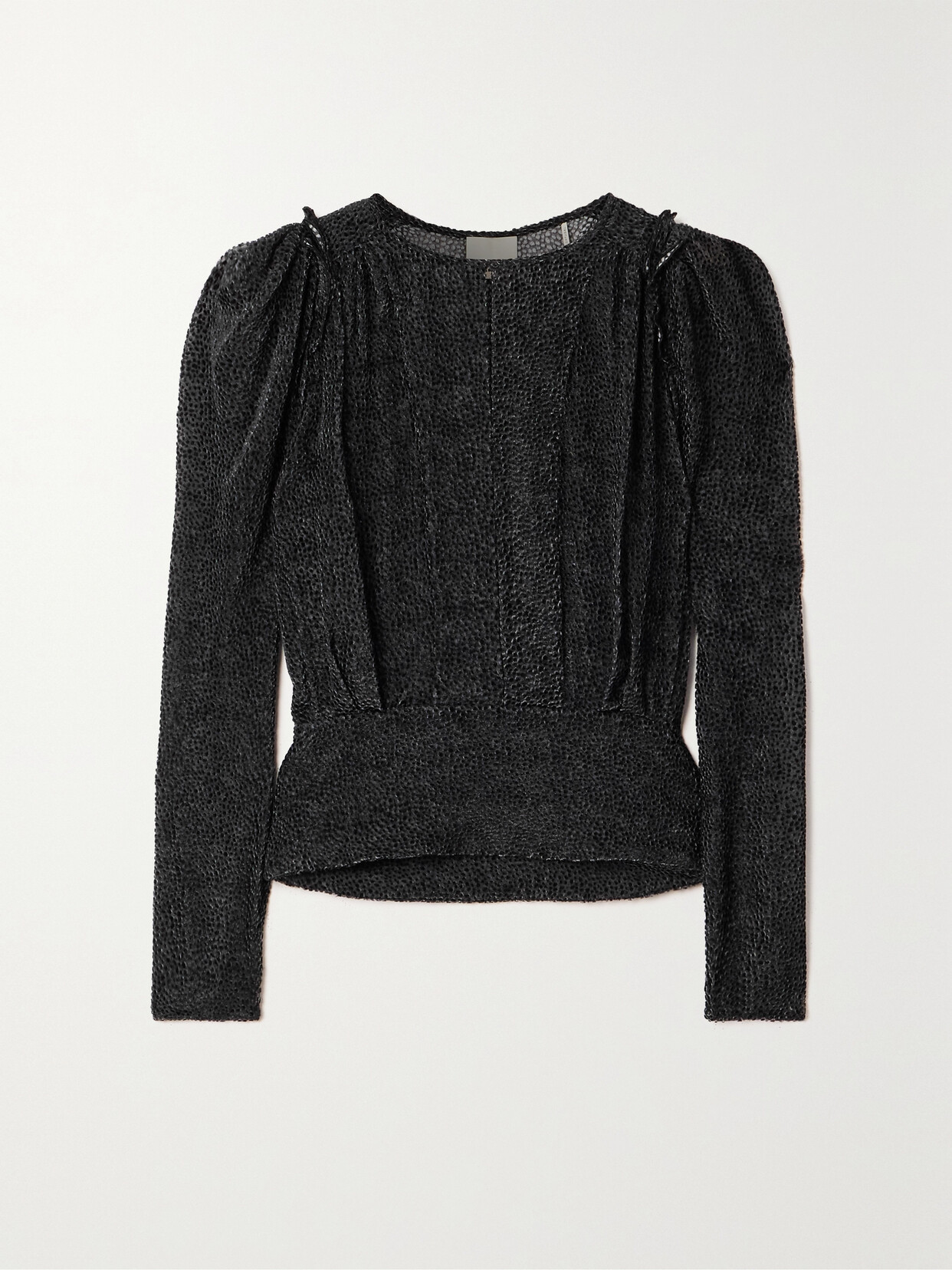 Shop Isabel Marant Zarga Flocked Chiffon Blouse In Black