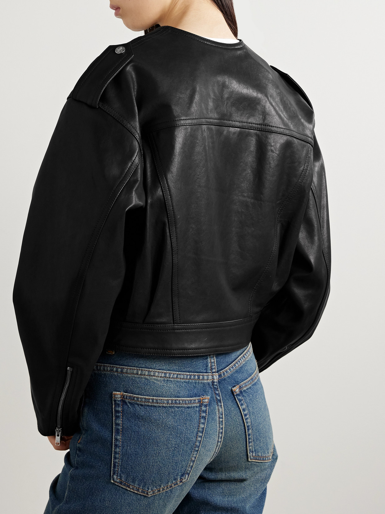 Shop Isabel Marant Audric Leather Biker Jacket In Black