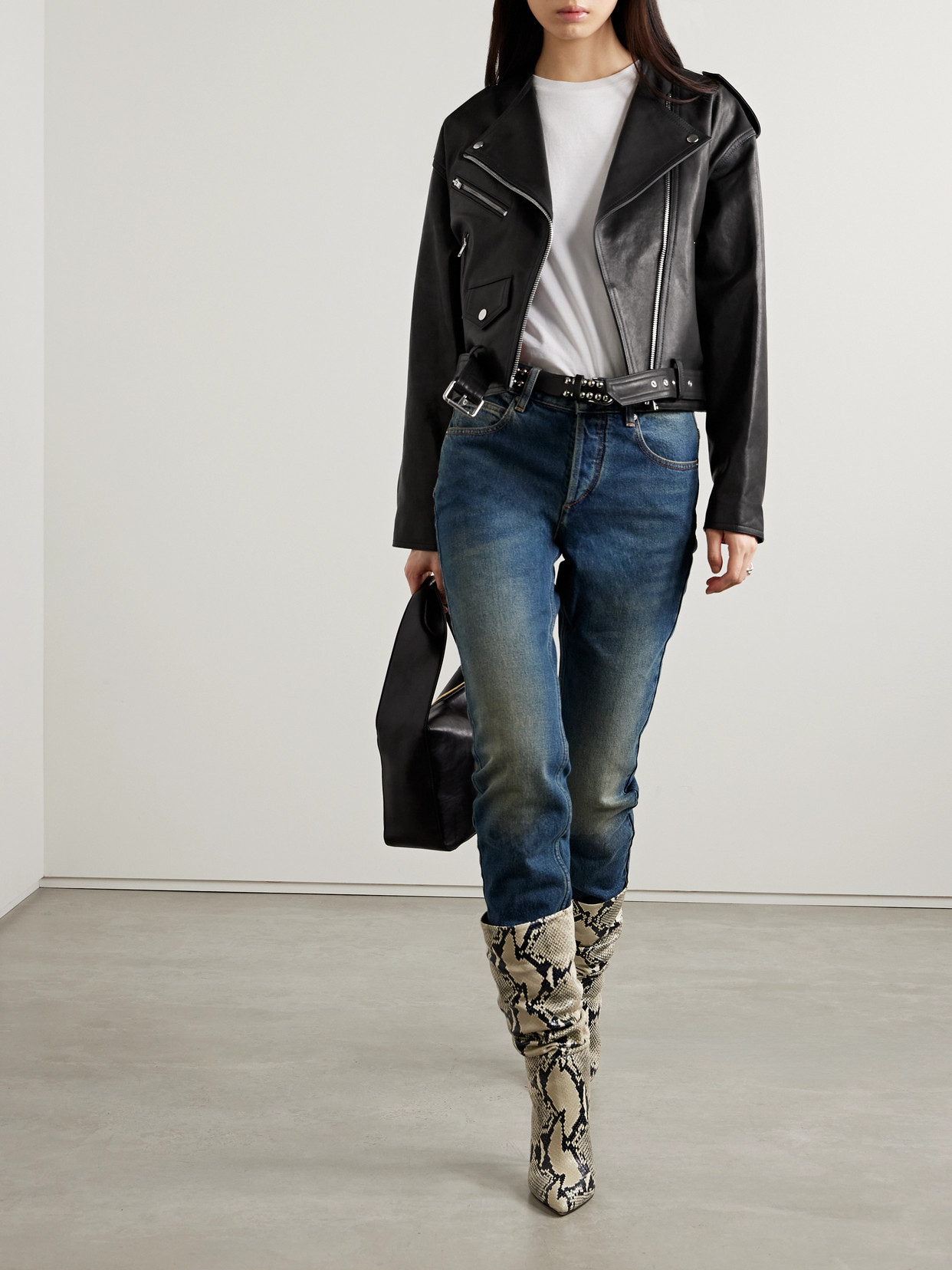 Isabel Marant Audric Leather Biker Jacket In Black
