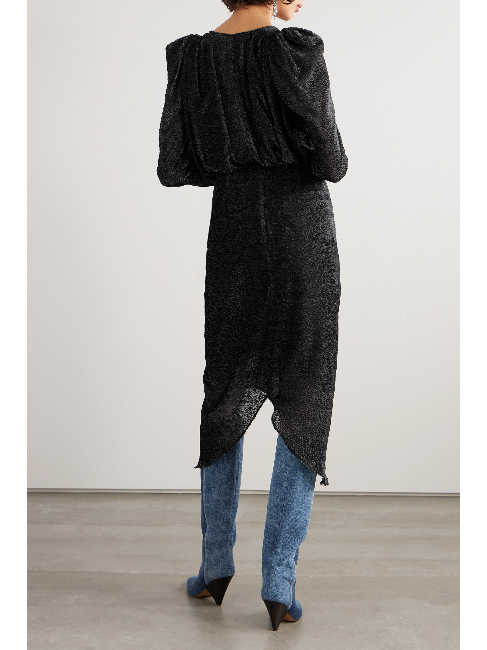 Isabel Marant Maray ruched flocked silk-blend chiffon midi dress thumbnail
