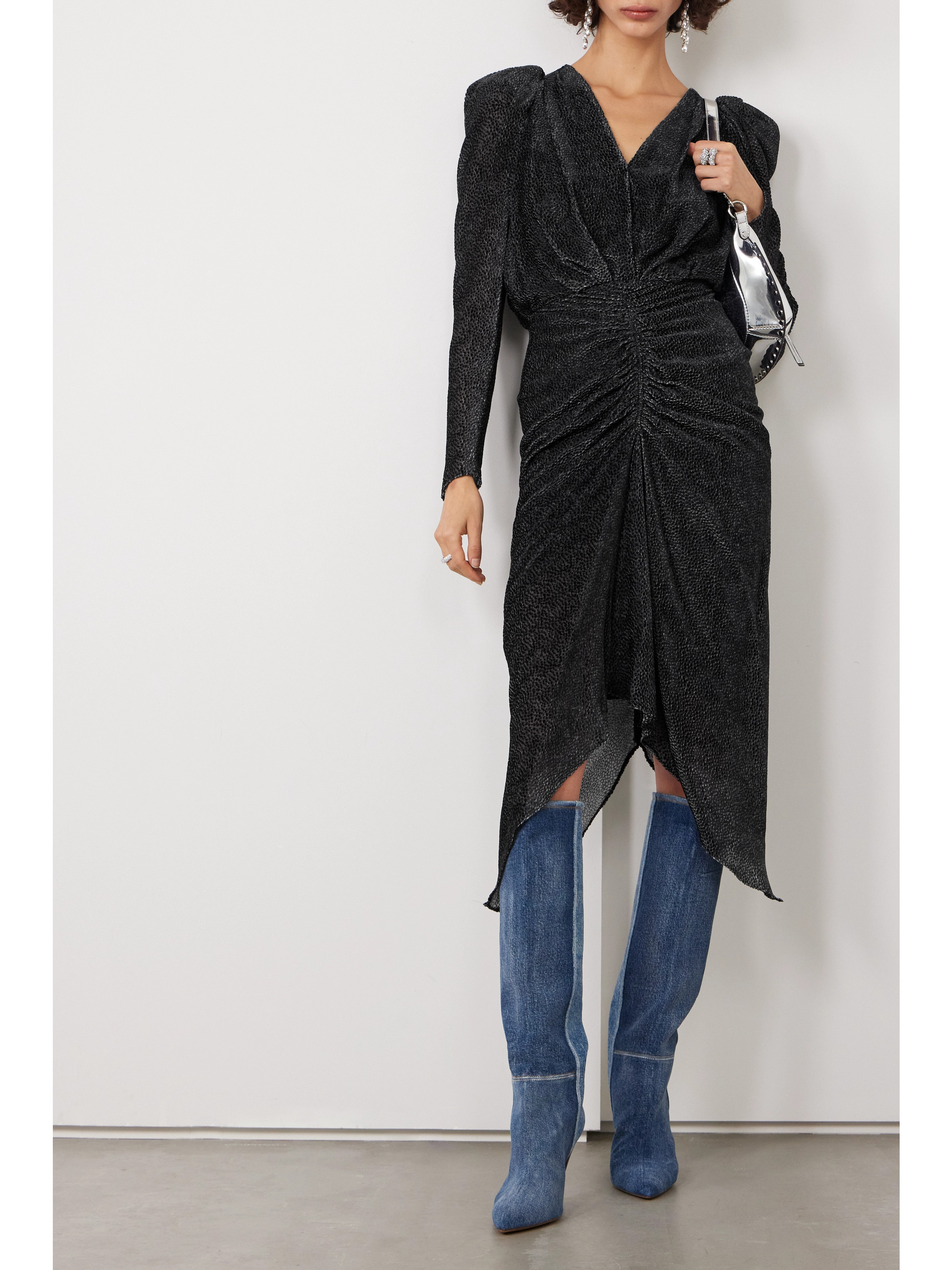 Isabel Marant Maray ruched flocked silk-blend chiffon midi dress