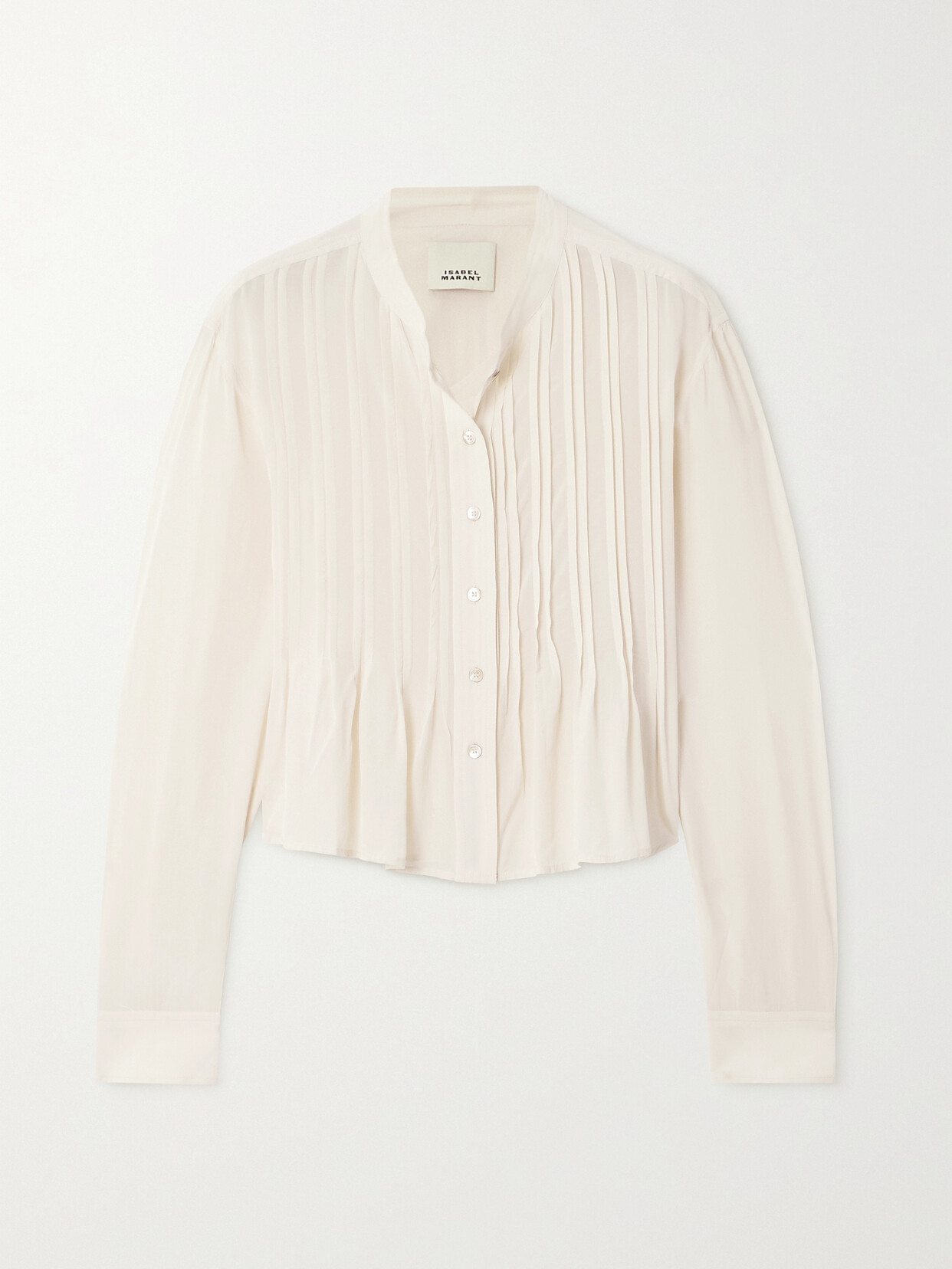 Isabel Marant Adzara Pintucked Chiffon Blouse In Cream