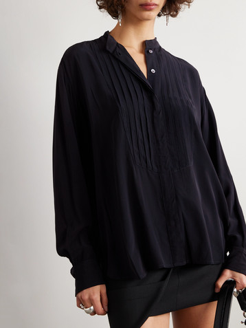 Isabel Marant Amel pleated crepe de chine shirt