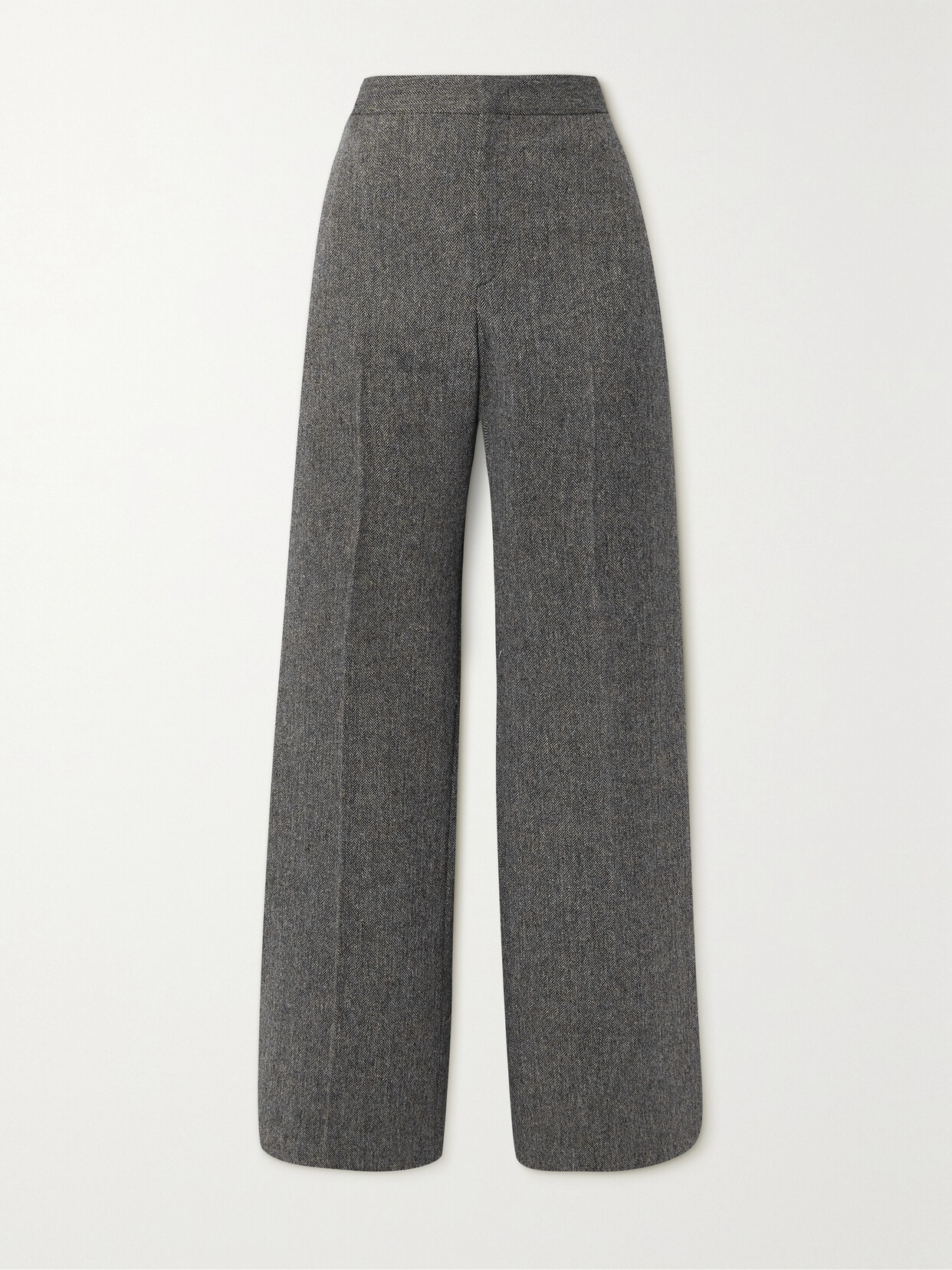 Isabel Marant Scarly Herringbone Wool-blend Straight-leg Pants In Gray