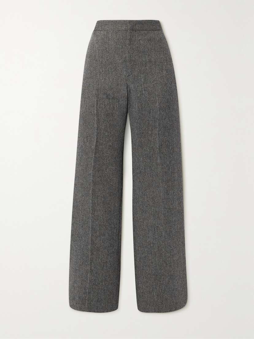 Isabel Marant Scarly Herringbone Wool-blend Straight-leg Pants