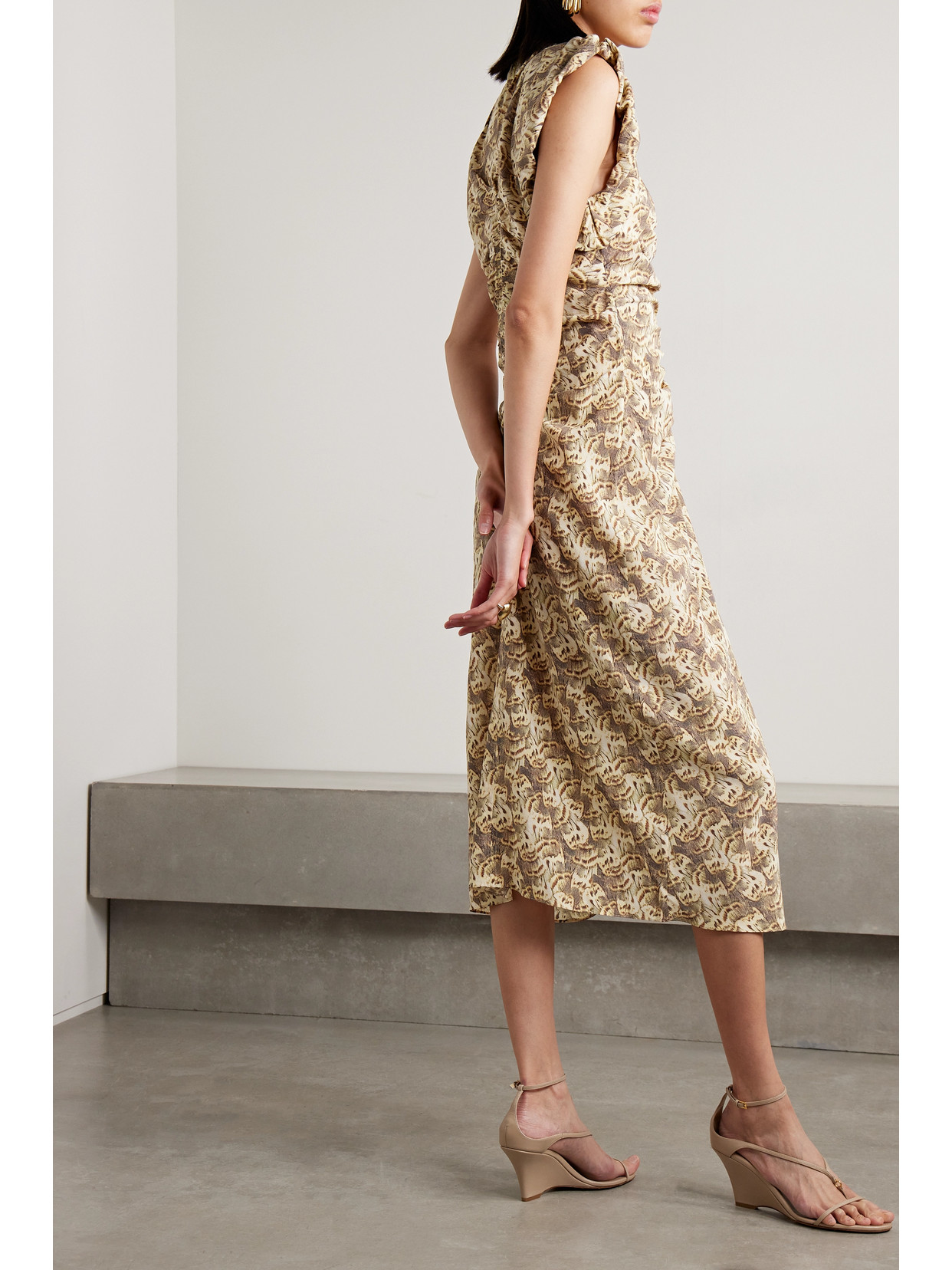 Shop Isabel Marant Gilya Printed Silk Midi Dress In Green