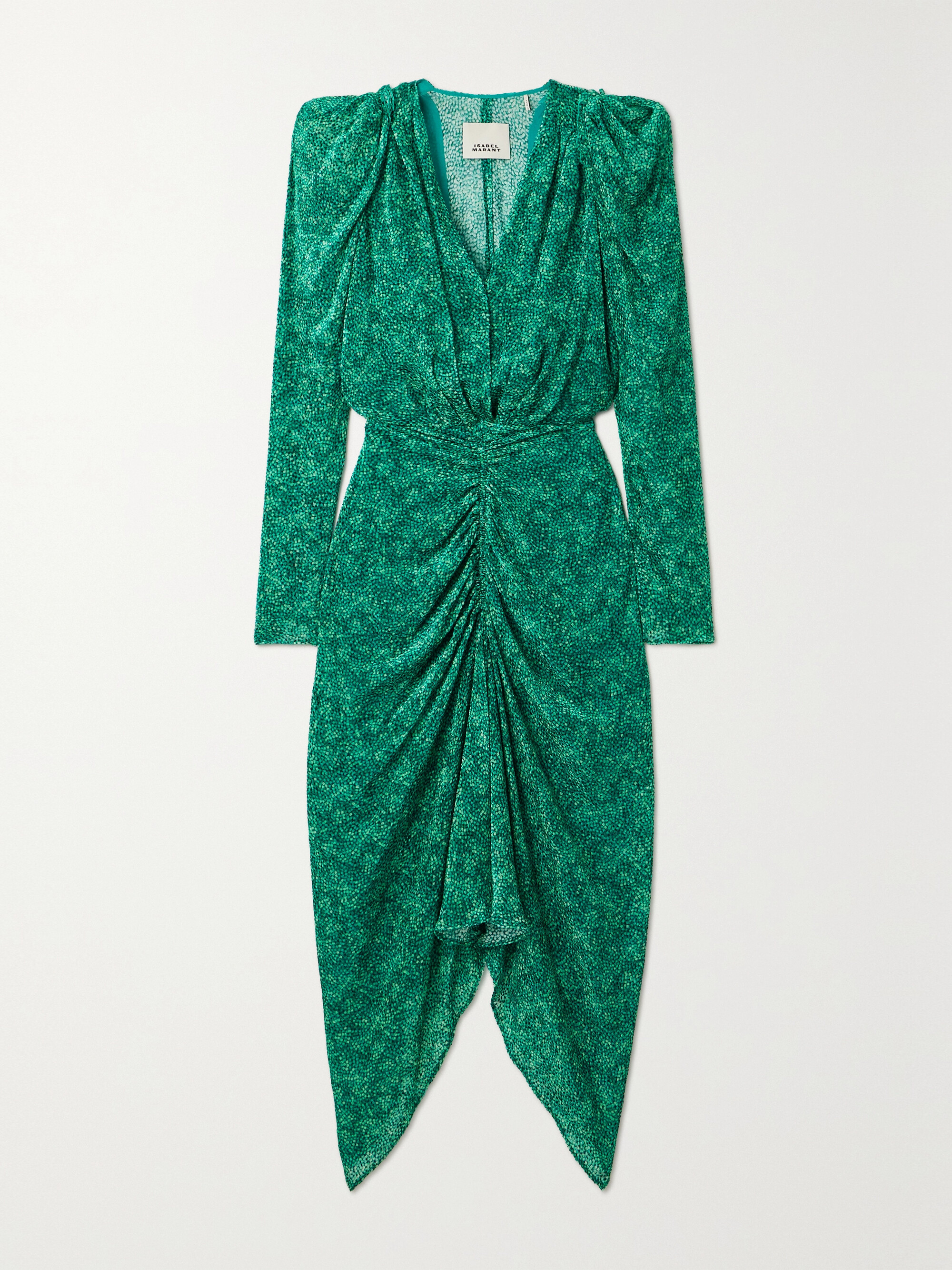 Isabel Marant Maray ruched flocked silk-blend chiffon midi dress thumbnail