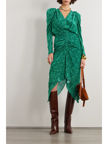 Isabel Marant Maray ruched flocked silk-blend chiffon midi dress