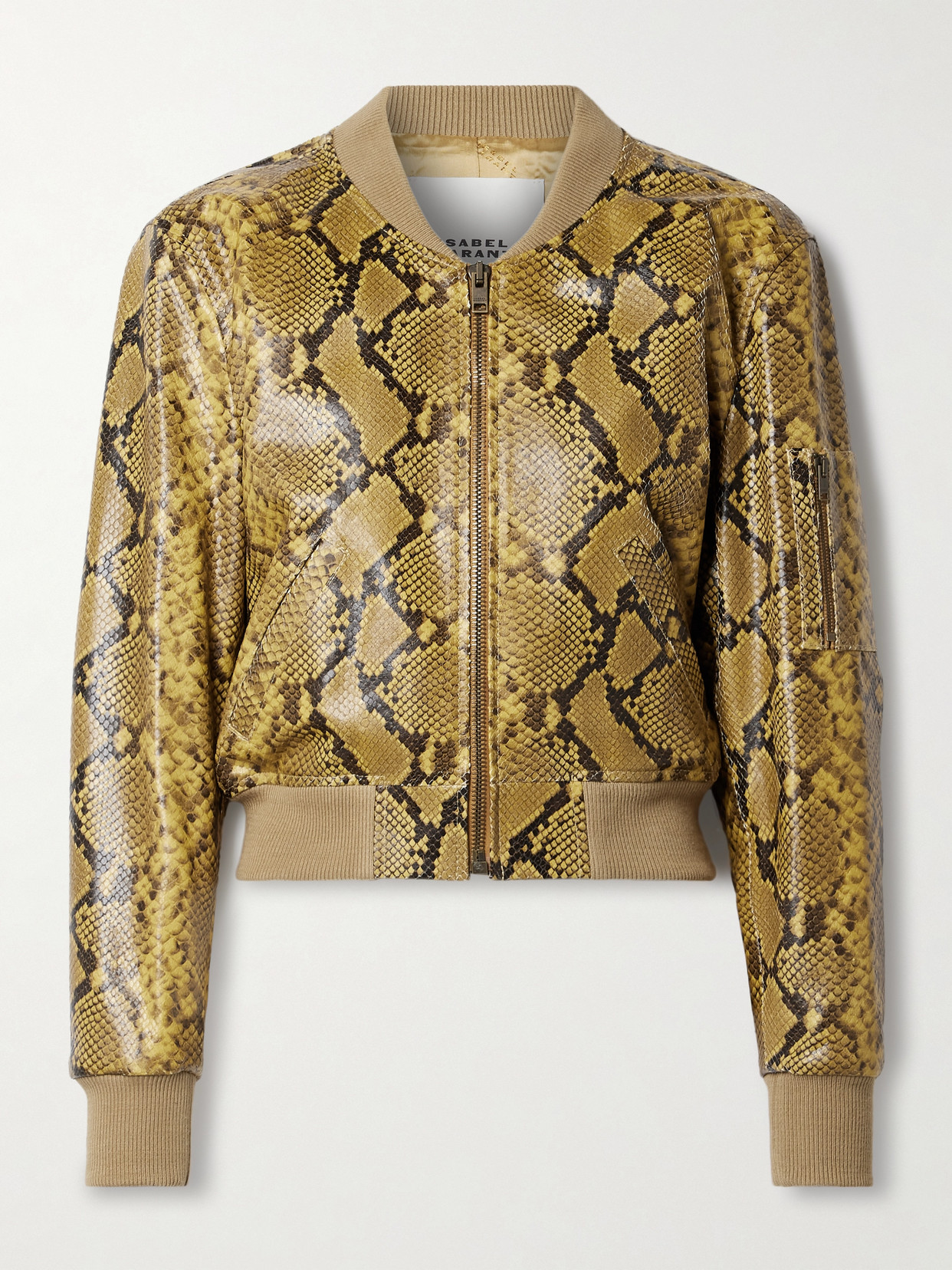 Shop Isabel Marant Cerem Cropped Snake-effect Leather Jacket In Animal Print