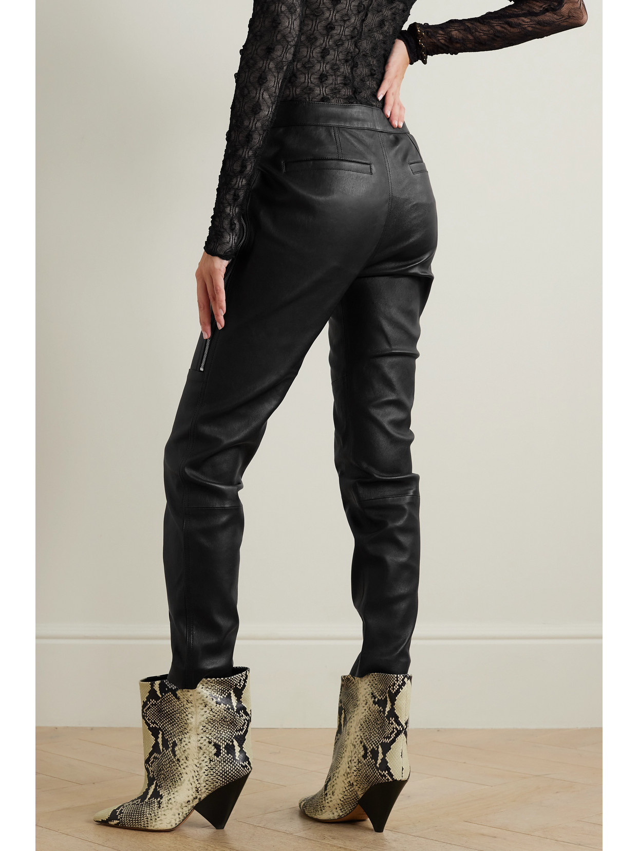 Isabel Marant Hizilis Leather Straight-leg Pants In Black