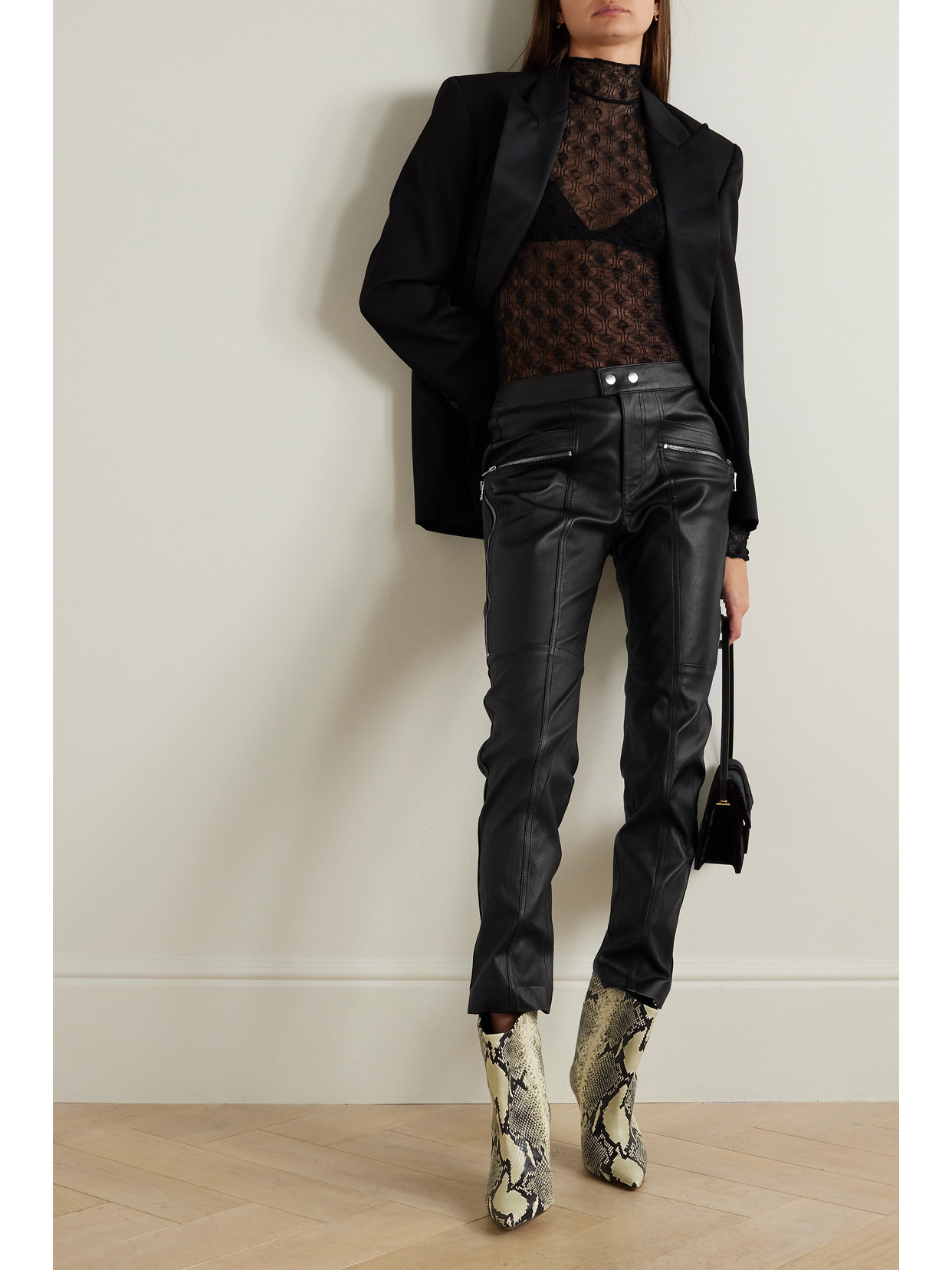 Isabel Marant Hizilis Leather Straight-leg Pants In Black
