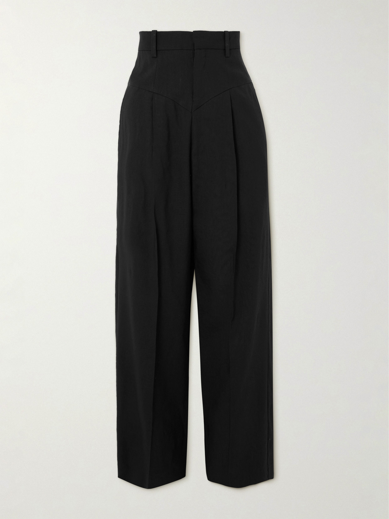 Isabel Marant Staya Pleated Paneled Hemp-blend Cady Wide-leg Pants In Black