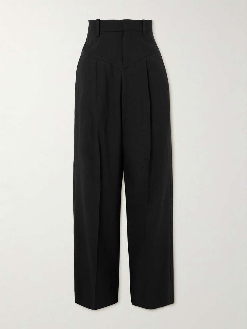 Isabel Marant Staya Pleated Paneled Hemp-blend Cady Wide-leg Pants