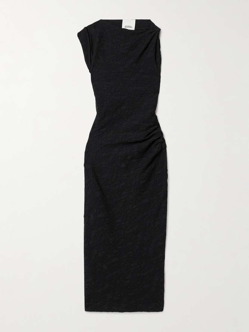 Isabel Marant Franzy Ruched Cotton-blend Jacquard-knit Maxi Dress