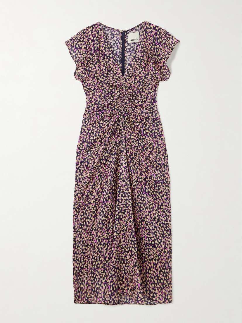 Isabel Marant Lyndsay Gathered Printed Crepe Midi Dress