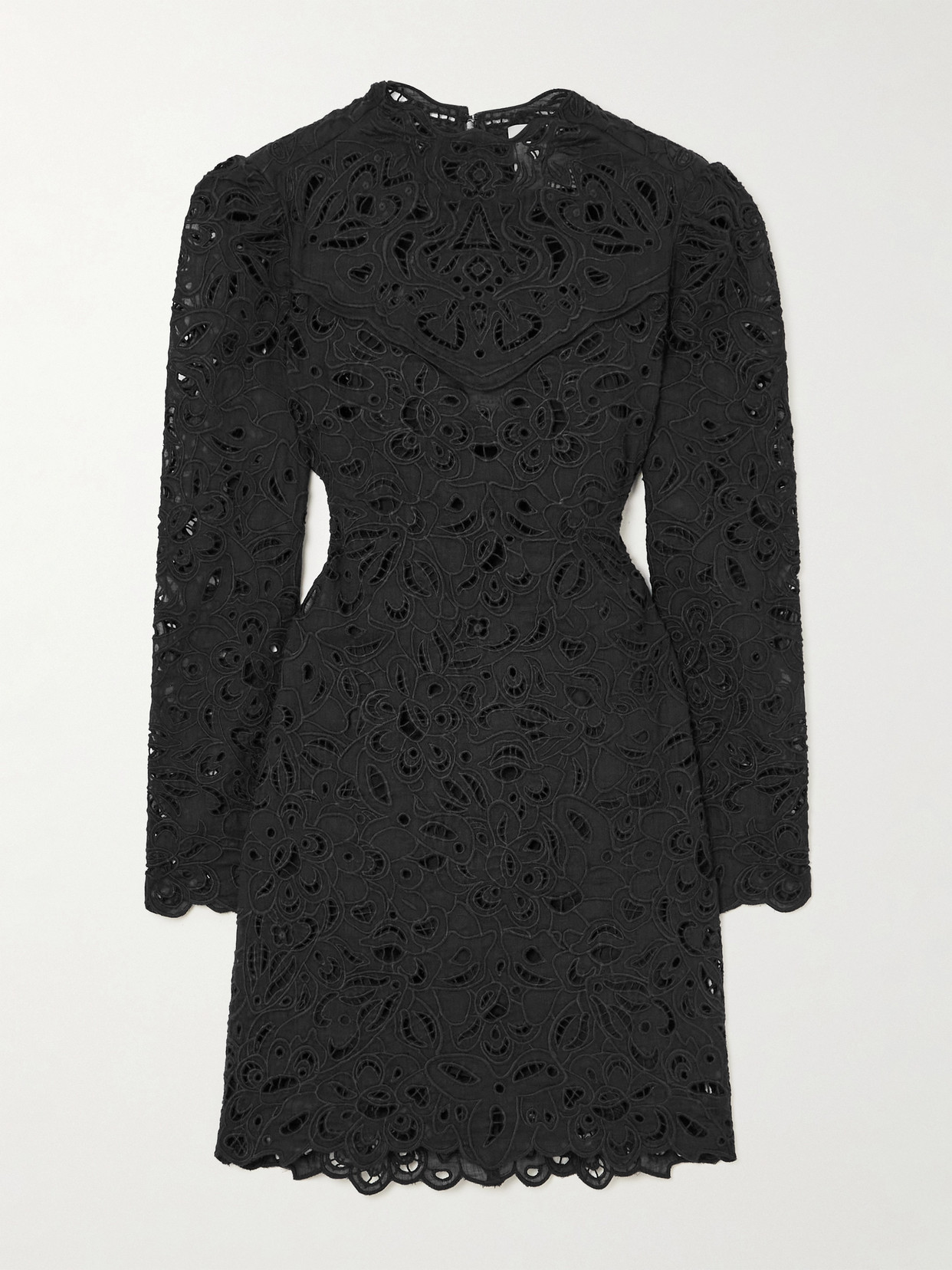 Isabel Marant Daphne Broderie Anglaise Ramie Mini Dress - Black