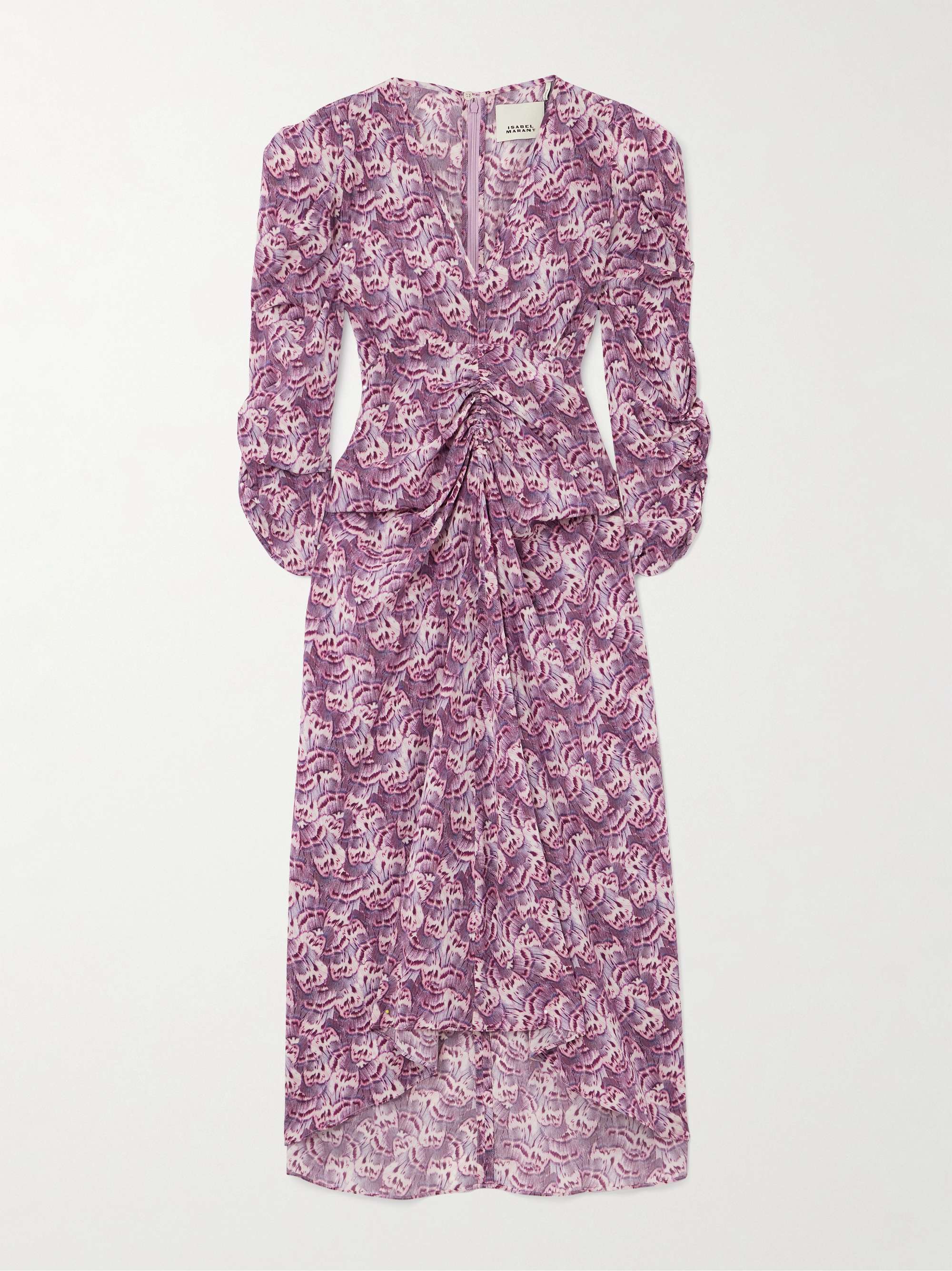 ISABEL MARANT Albini gathered printed silk-blend midi dress | NET-A-PORTER