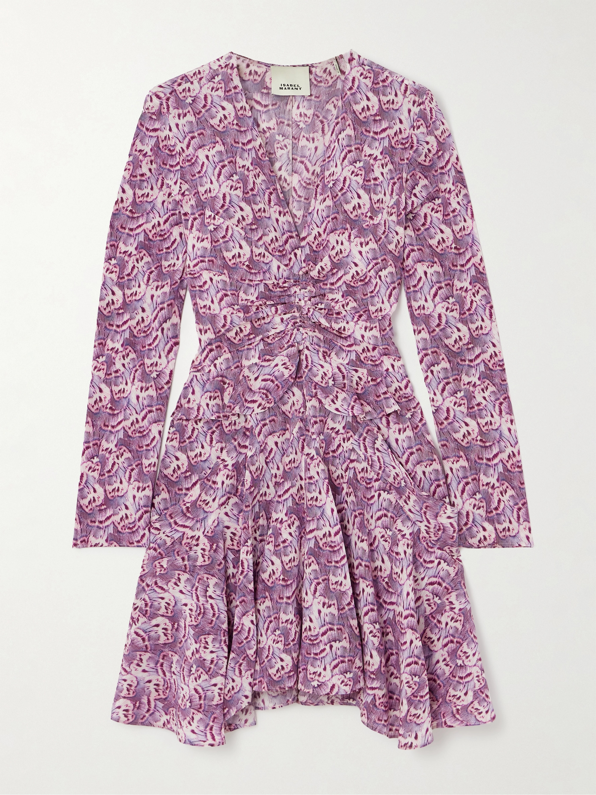 Isabel Marant Usmara gathered ruffled printed stretch-silk mini dress thumbnail