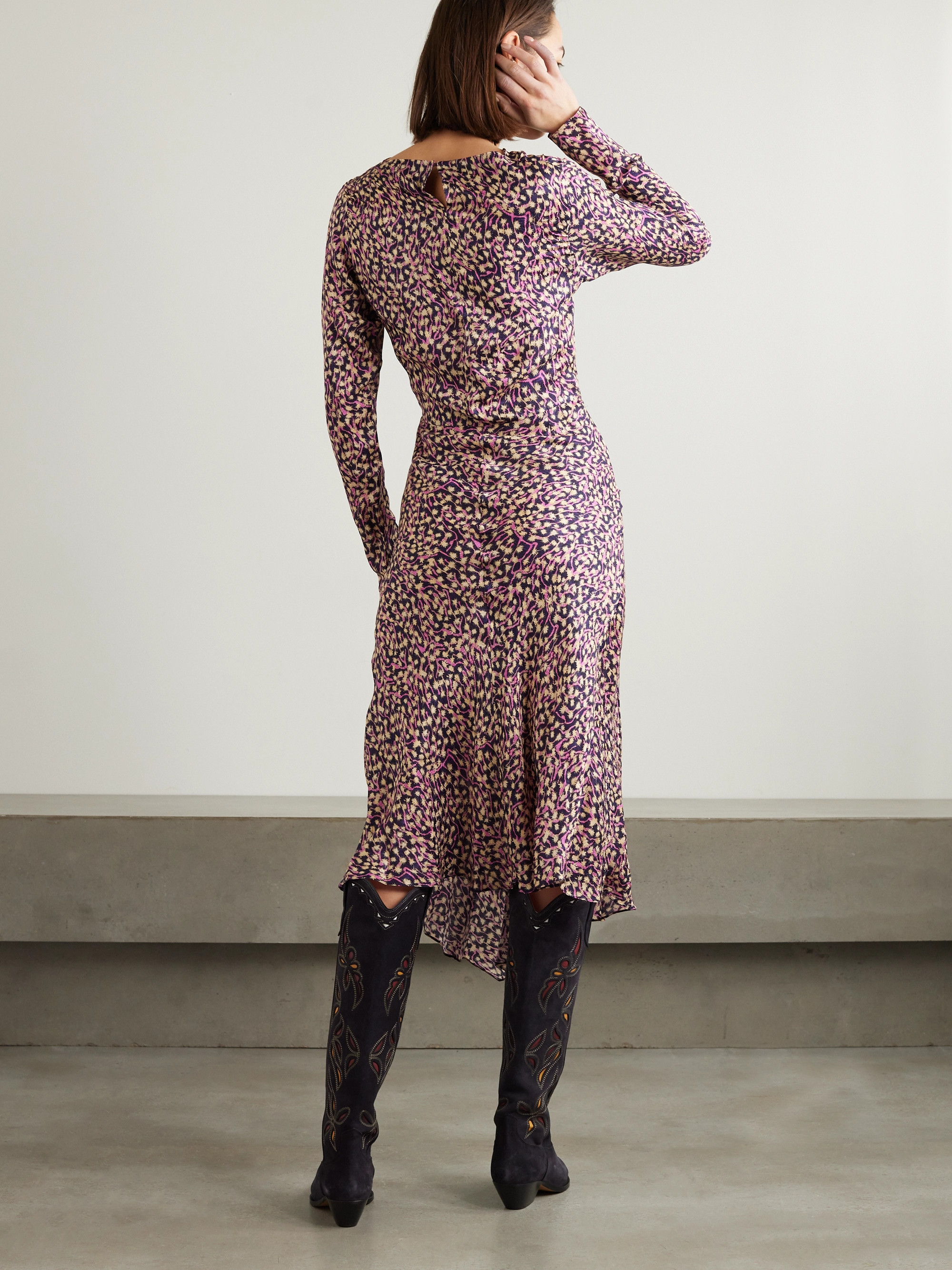 Isabel Marant Ulani asymmetric gathered crepe midi dress