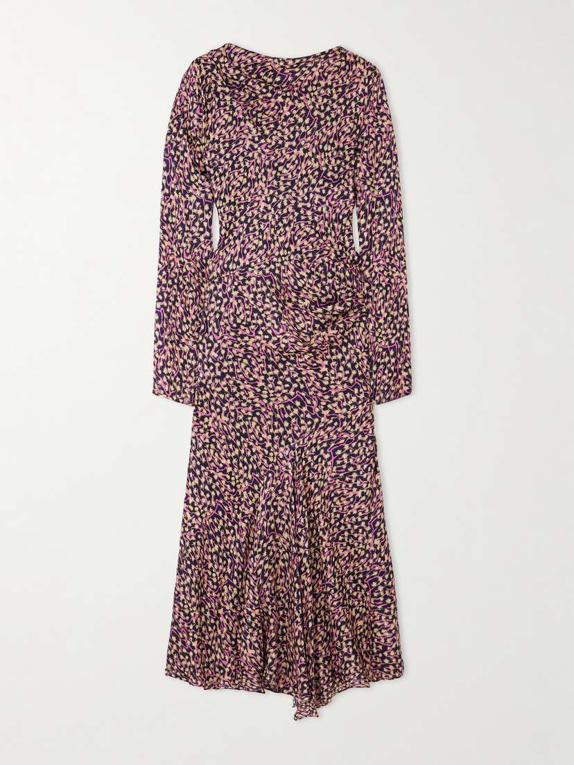 Isabel Marant Ulani Asymmetric Gathered Crepe Midi Dress
