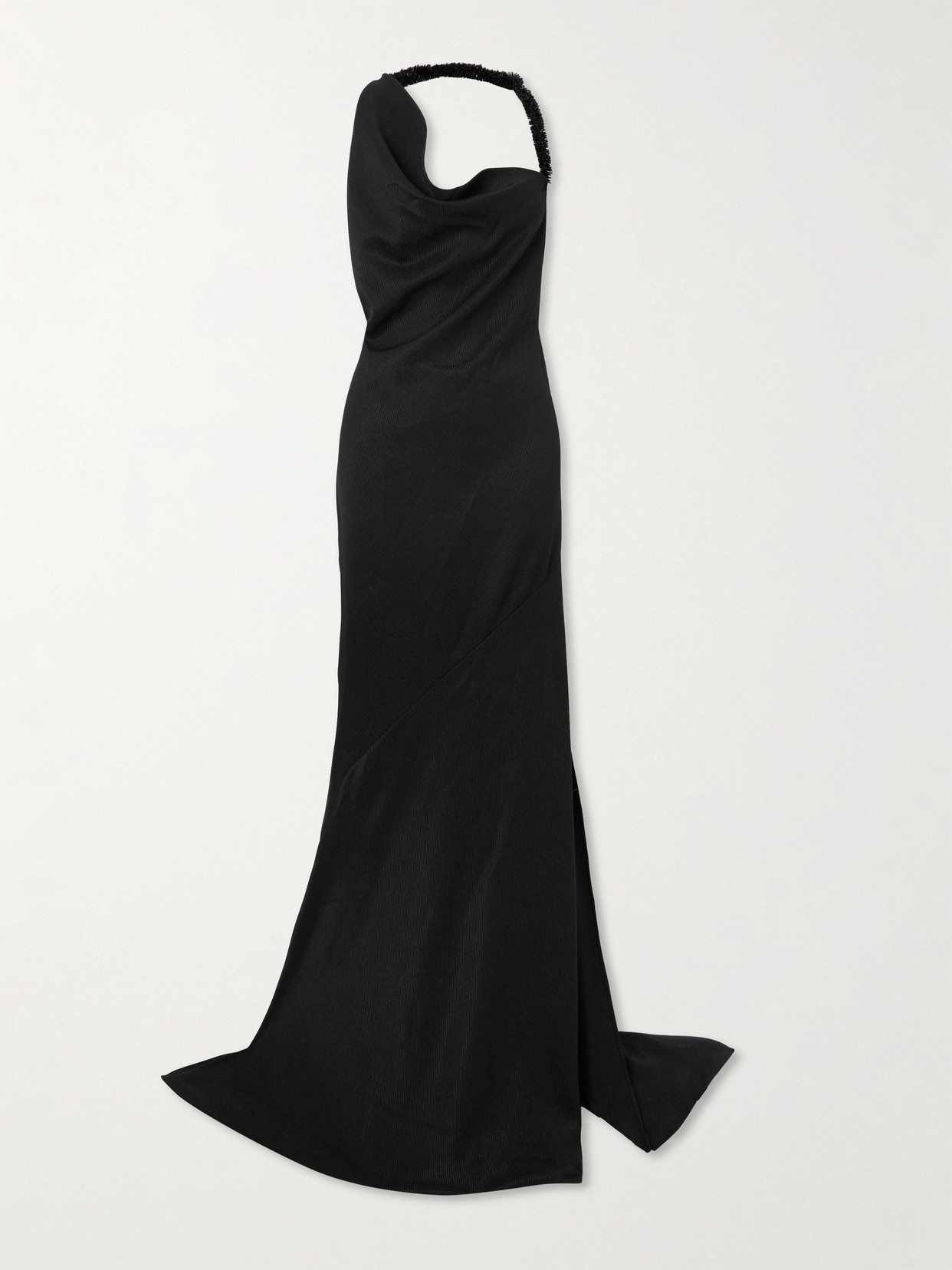 Maticevski Desires Asymmetric Bead-embellished Twill Halterneck Gown In Black