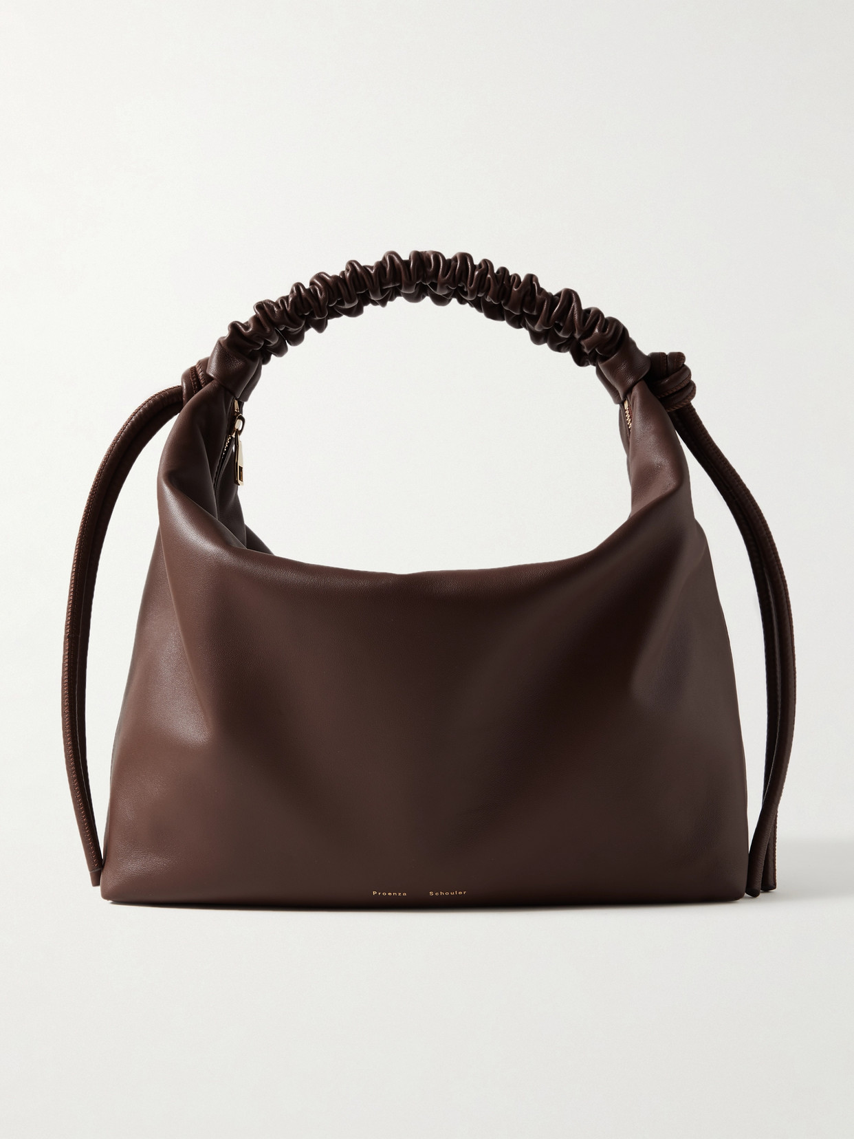 Proenza Schouler Knotted Ruched Leather Shoulder Bag In Brown