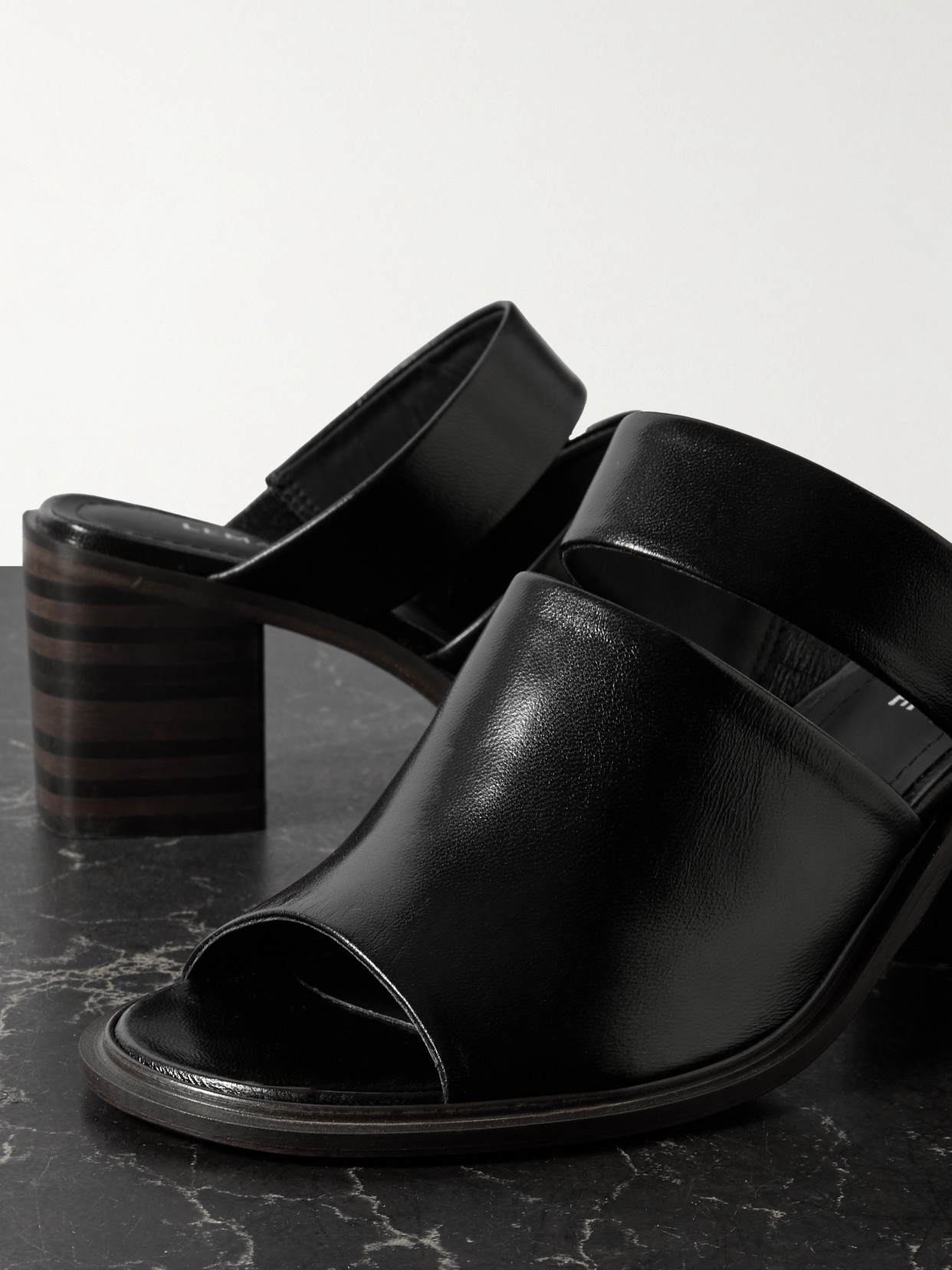 Lemaire 70mm Double Strap Leather Mule In Black