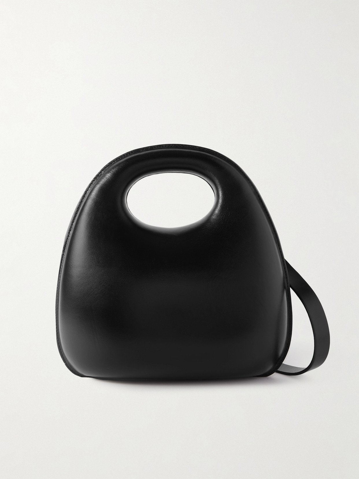 Lemaire Egg Leather Shoulder Bag In Black