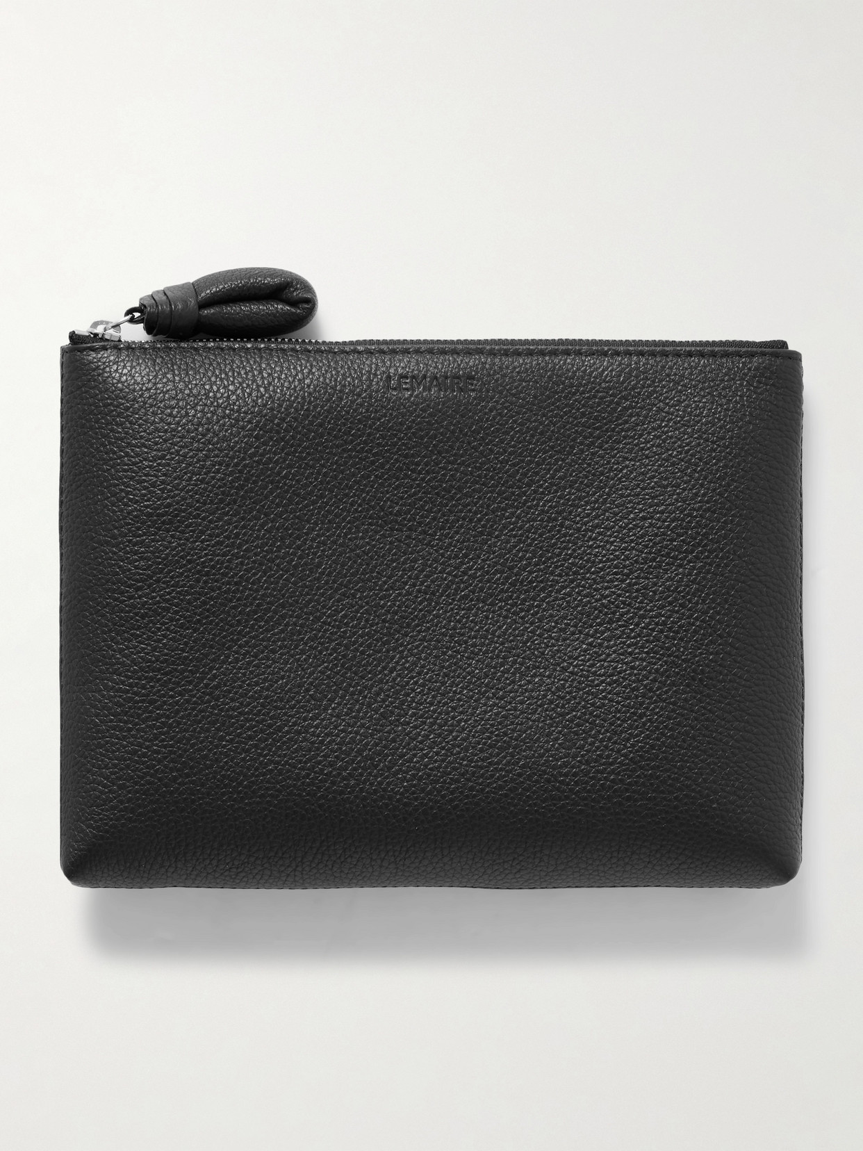 Shop Lemaire Small Textured-leather Pouch In Black