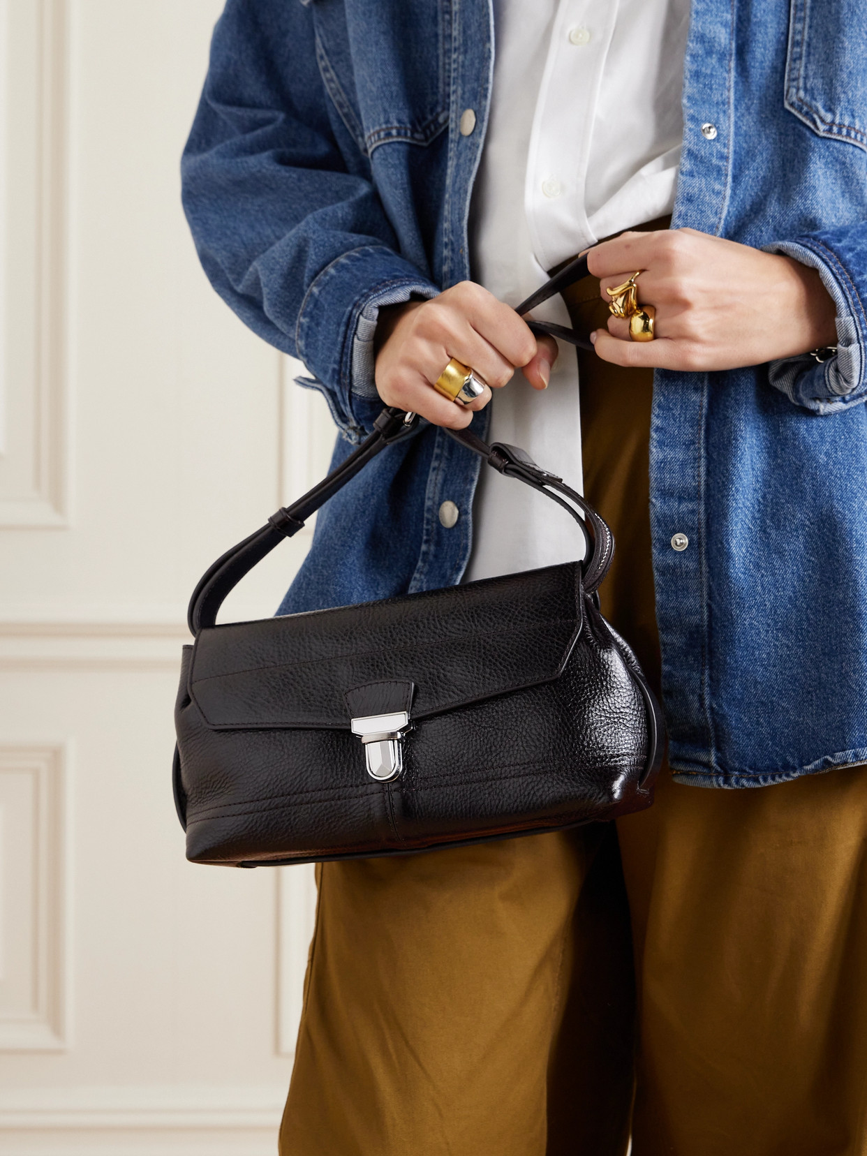 Lemaire Small Gear Textured-leather Shoulder Bag In Brown