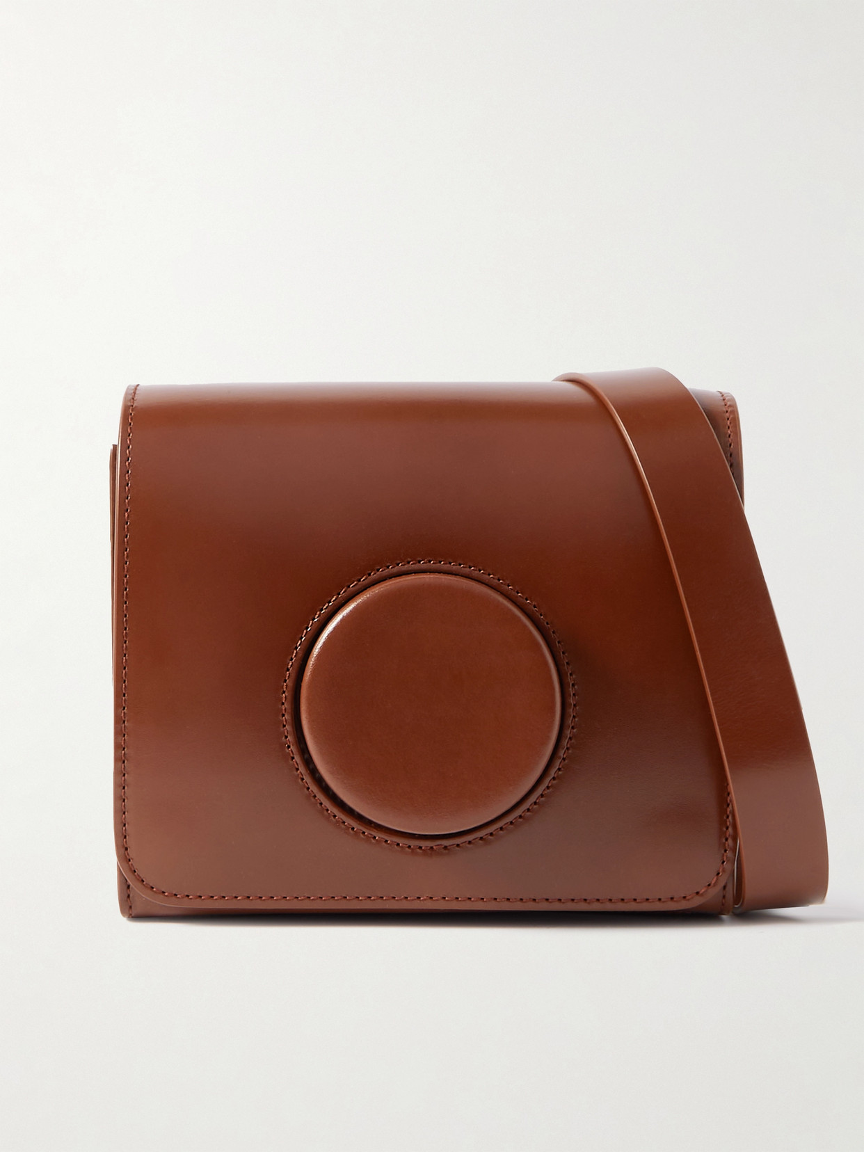 Lemaire Camera Leather Shoulder Bag In Brown