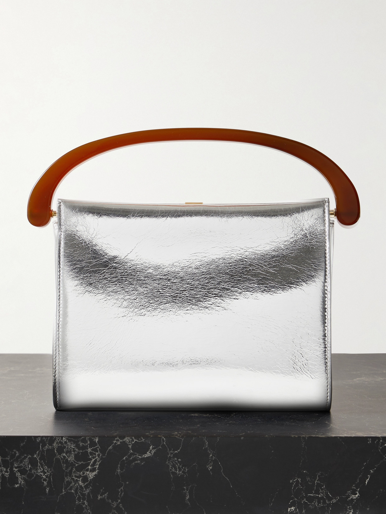 Dries Van Noten Medium Metallic Crinkled-leather Tote