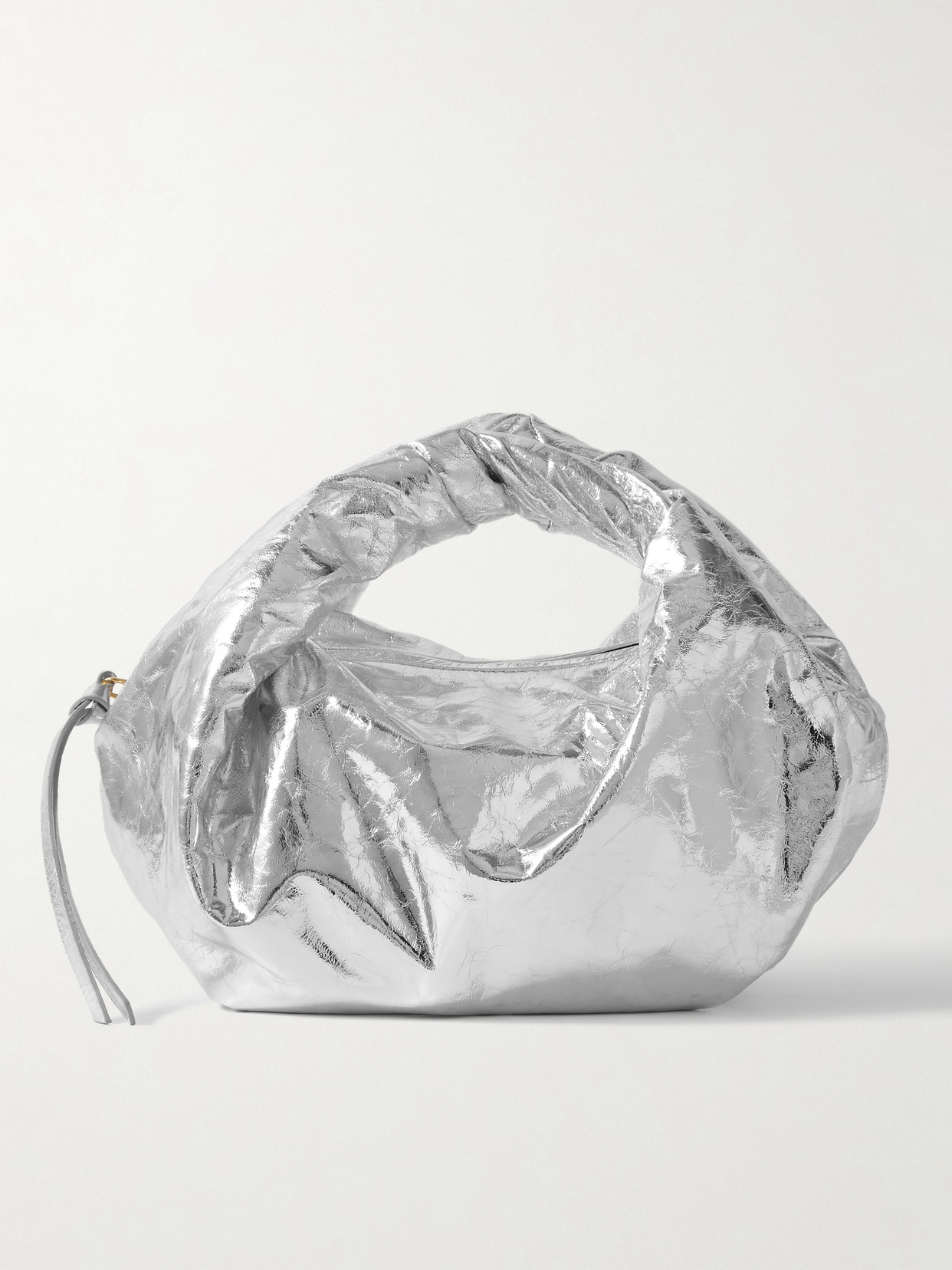 Dries Van Noten Twister Small Metallic Top-handle Bag In 952 Silver