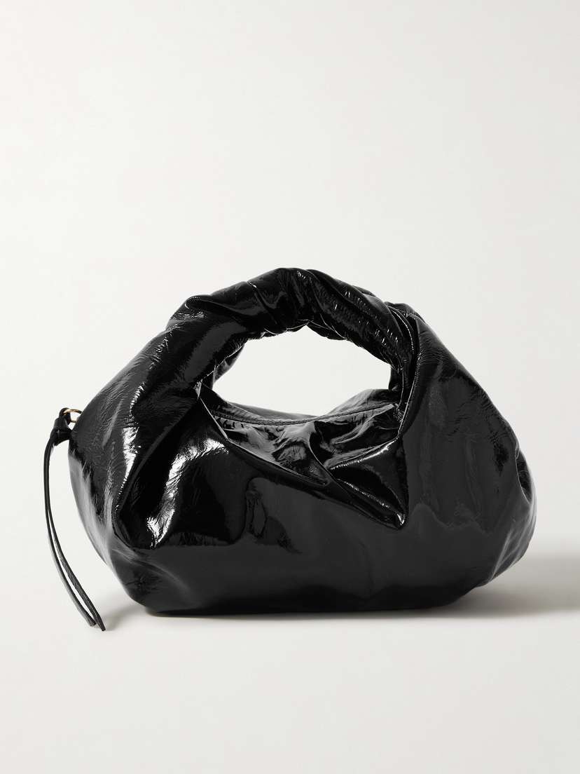Dries Van Noten Gathered Crinkled Glossed-leather Tote