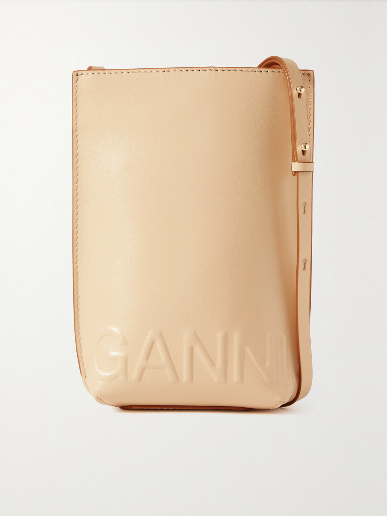 GANNI - Banner Small Embossed Recycled Leather-blend Shoulder Bag - Cream