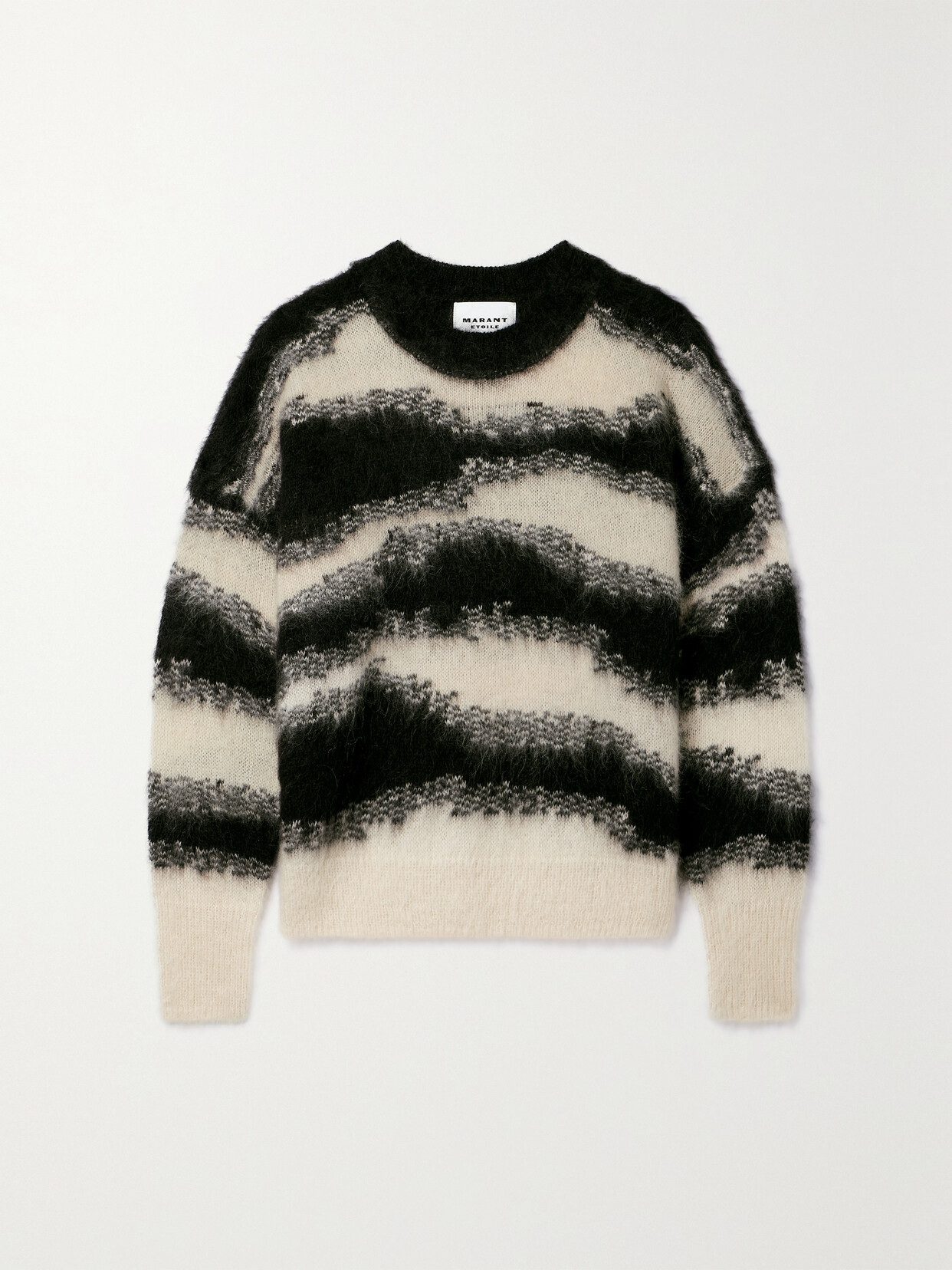 Isabel Marant Étoile Sawyer Brushed Jacquard-knit Sweater In Ecru,schwarz