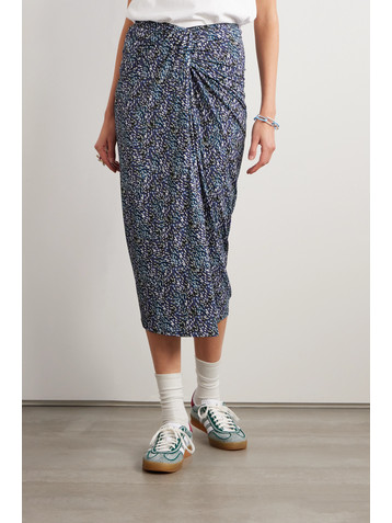 Marant Étoile Jeldia draped printed stretch-jersey midi skirt