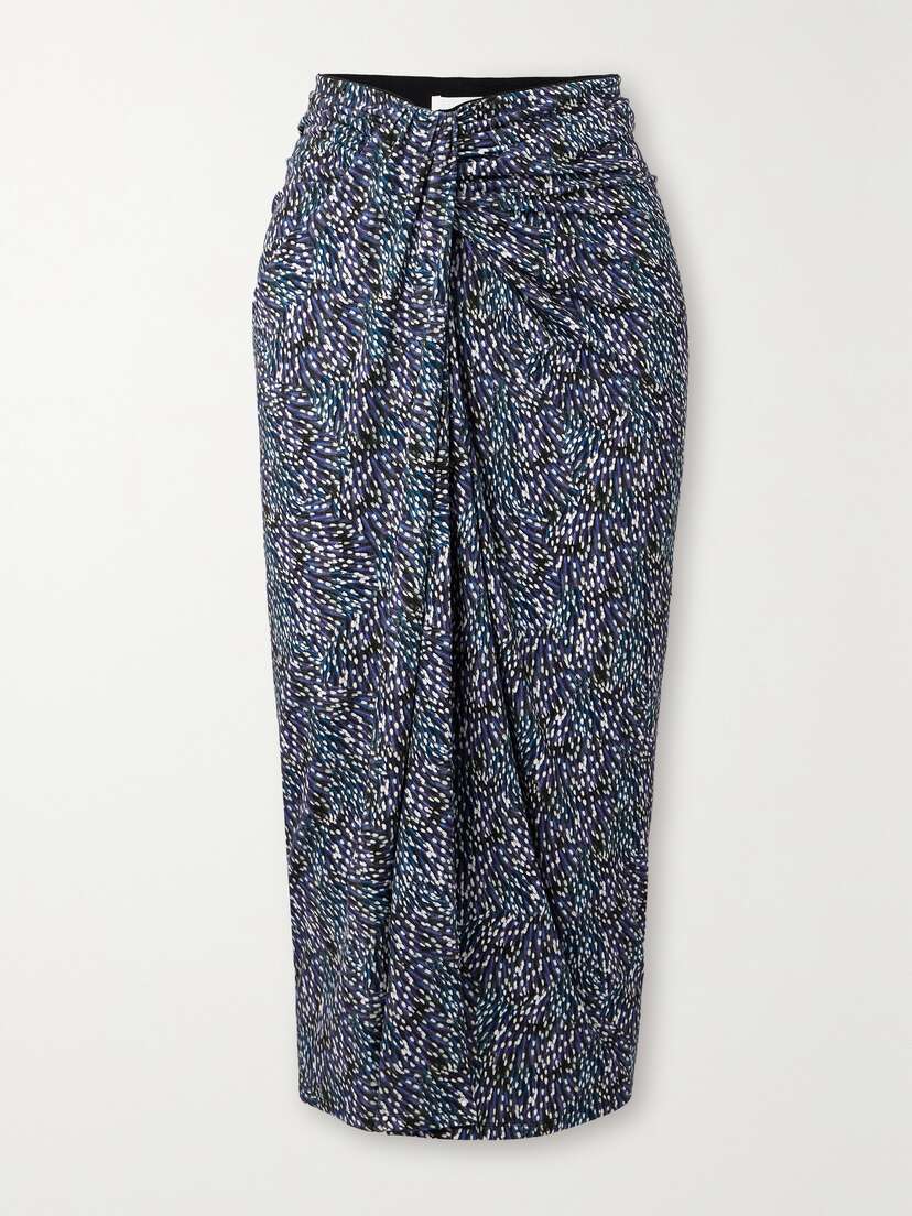 Marant Étoile Jeldia Draped Printed Stretch-jersey Midi Skirt