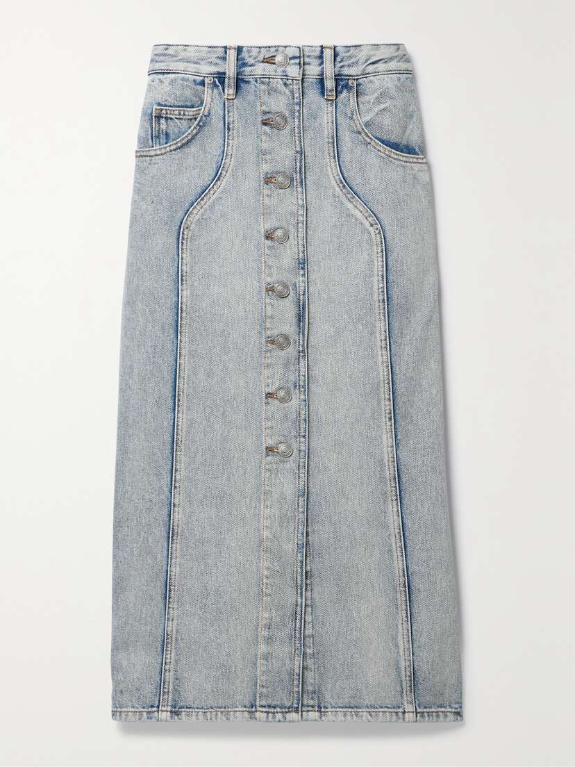 Marant Étoile Vandy Paneled Denim Midi Skirt