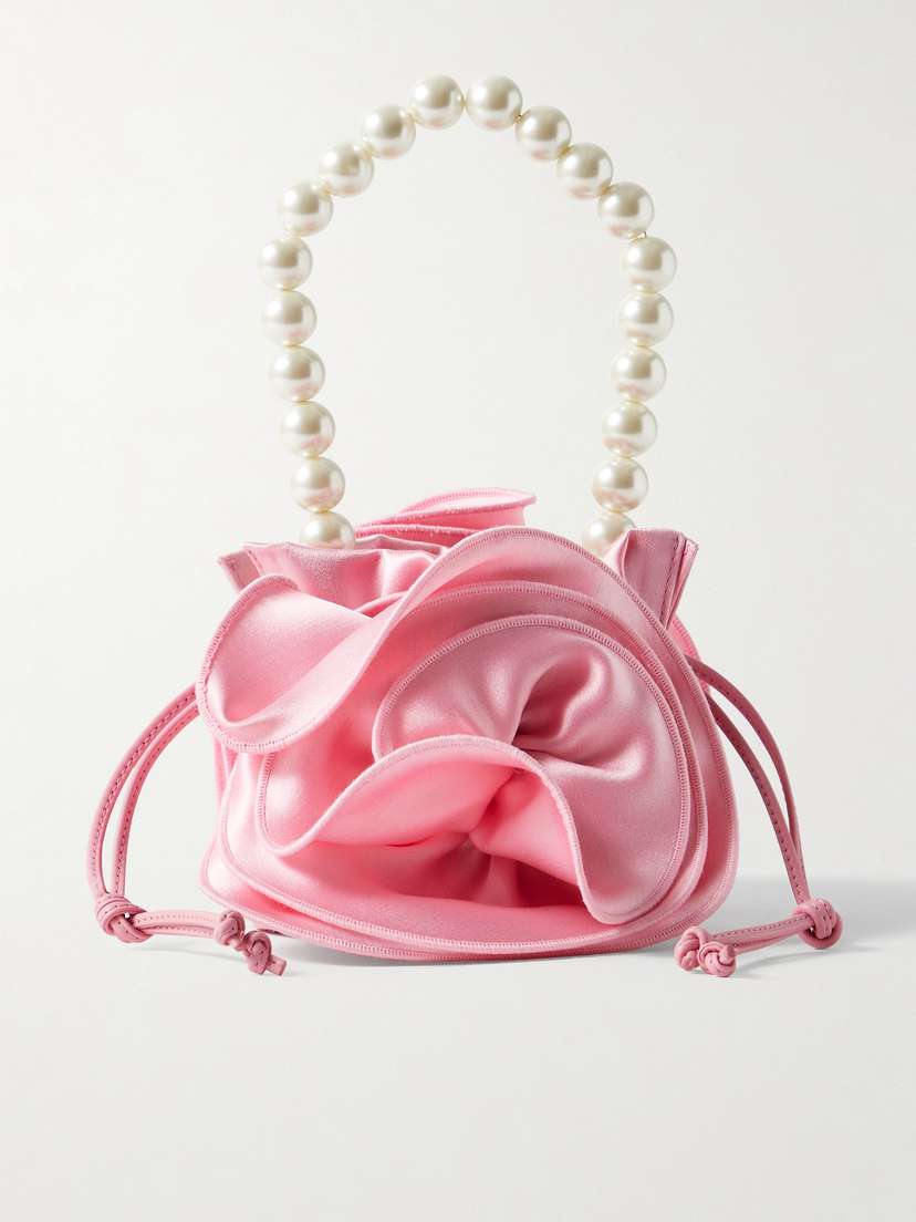 Magda Butrym Magda Small Faux Pearl-embellished Appliquéd Satin Tote