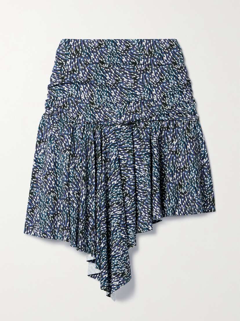 Marant Étoile Juliany Asymmetric Draped Printed Stretch-jersey Mini Skirt