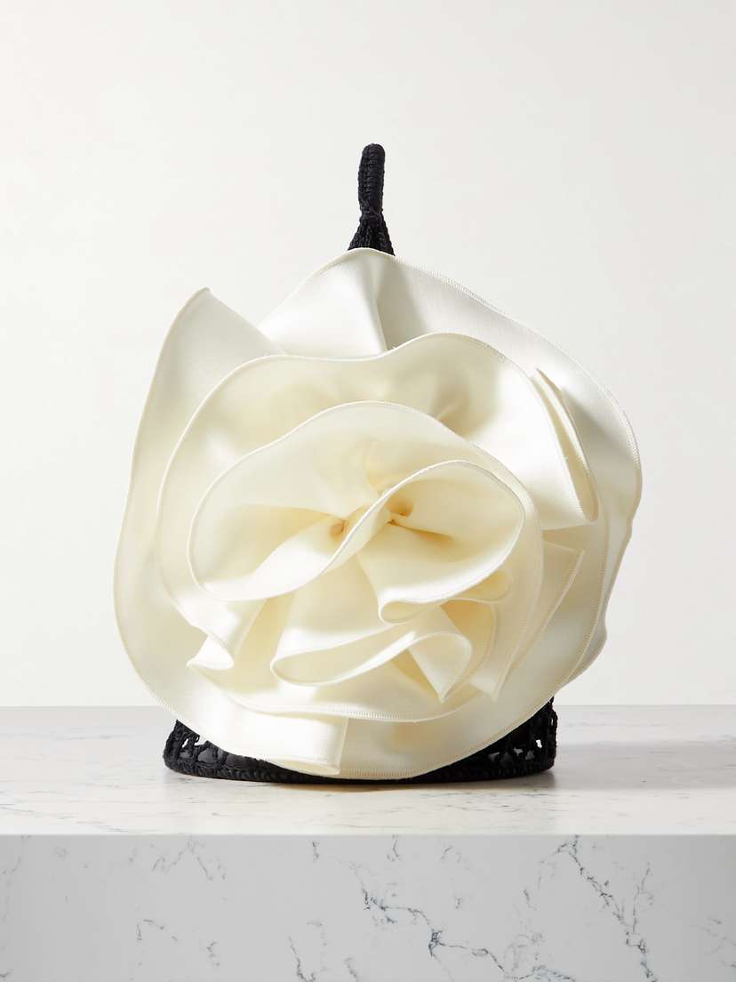 Magda Butrym Devana Small Silk-appliquéd Crocheted Cotton-blend And Leather Tote