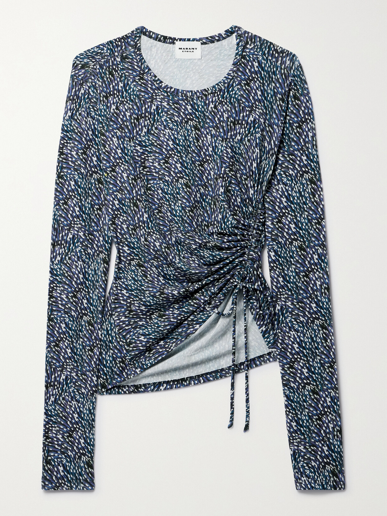 Marant Étoile Jazzy Ruched Printed Stretch-jersey Top - Blue
