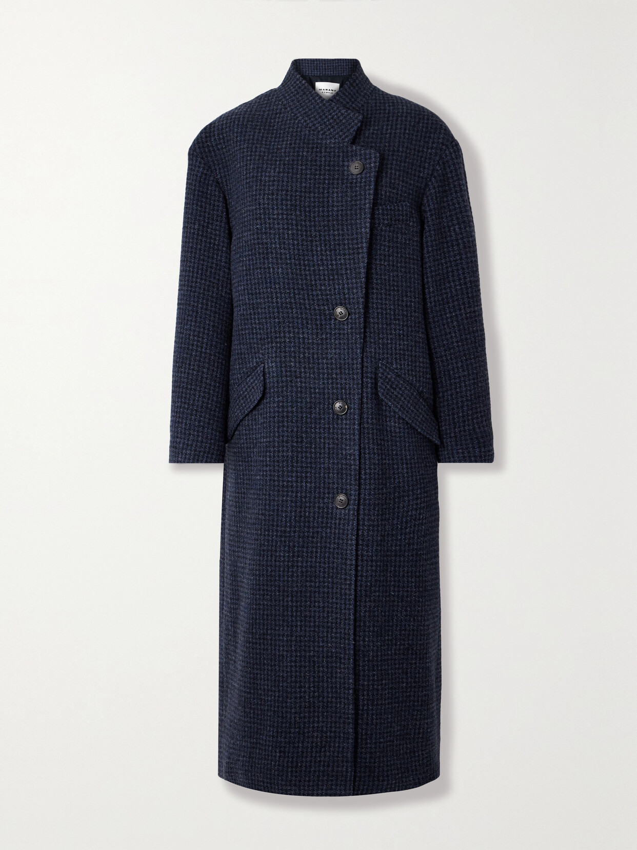 Marant Etoile Sabine Houndstooth Wool Coat In Blue